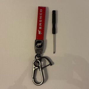 Bronco Keyfob Keychain in Red Leather NWT